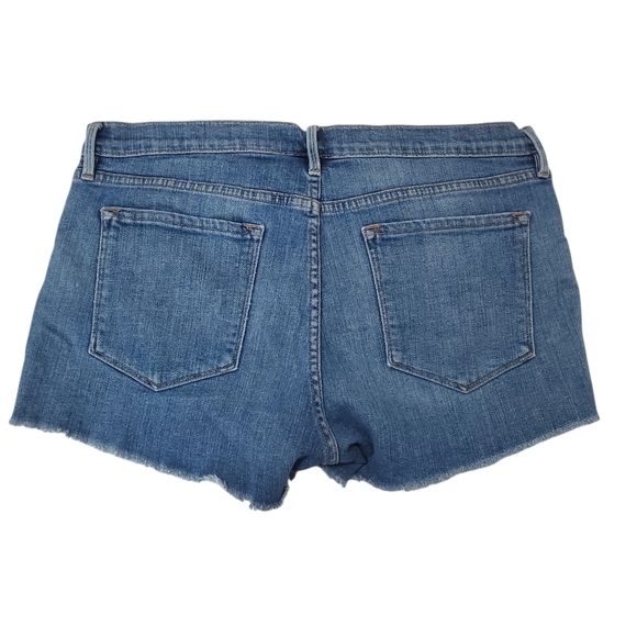 FRAME Le Cutoff Denim Jean Shorts 30 Raw Fray Hem Blue Mid Rise Casual Summer - Picture 3 of 16
